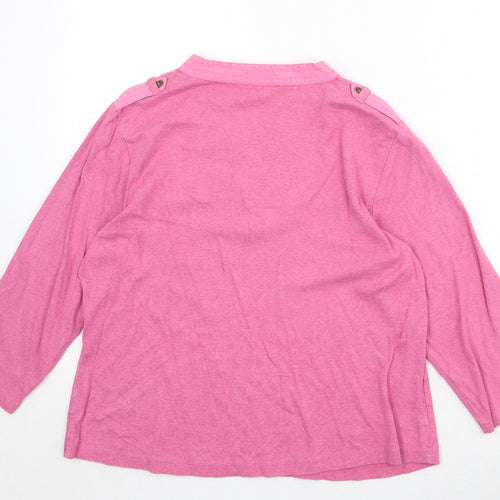 CC Womens Pink Cotton Basic T-Shirt Size L V-Neck