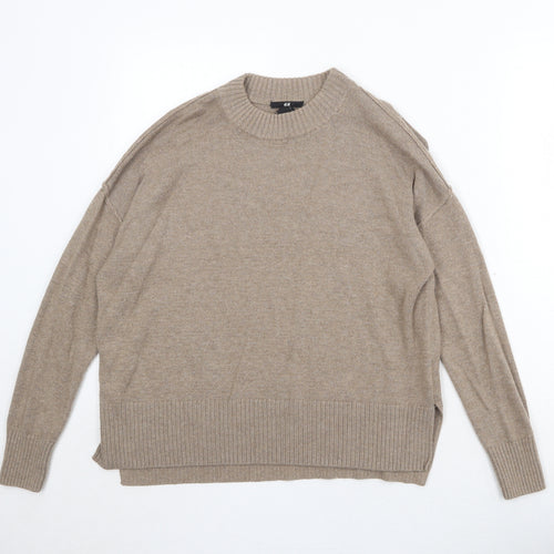 H&M Womens Beige Round Neck Acrylic Pullover Jumper Size XS