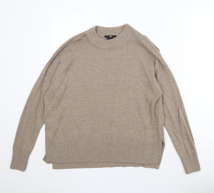 H&M Womens Beige Round Neck Acrylic Pullover Jumper Size XS