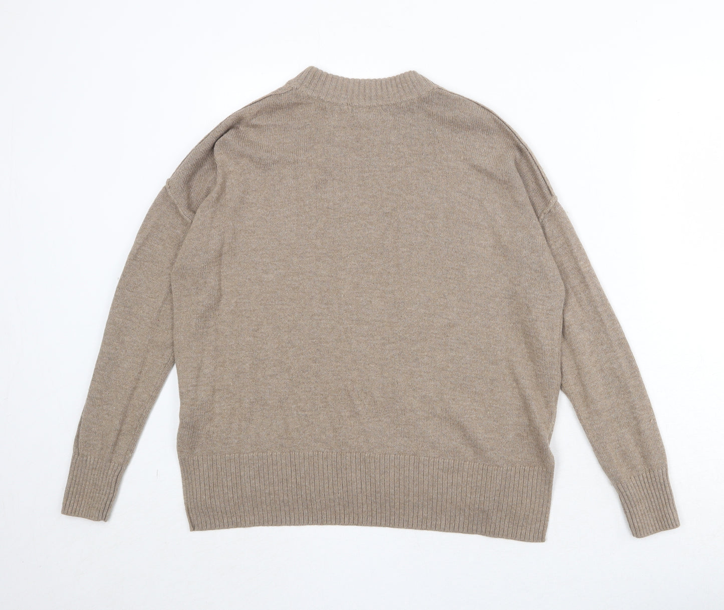 H&M Womens Beige Round Neck Acrylic Pullover Jumper Size XS