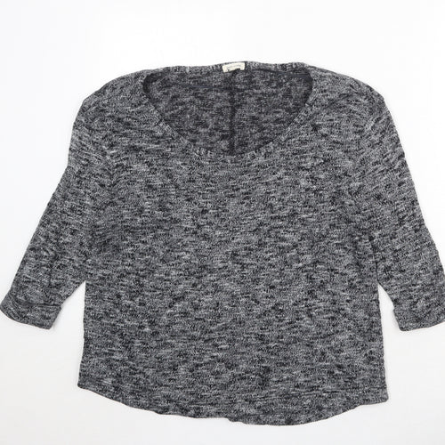 River Island Womens Black Scoop Neck Cotton Pullover Jumper Size 8