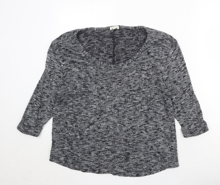 River Island Womens Black Scoop Neck Cotton Pullover Jumper Size 8