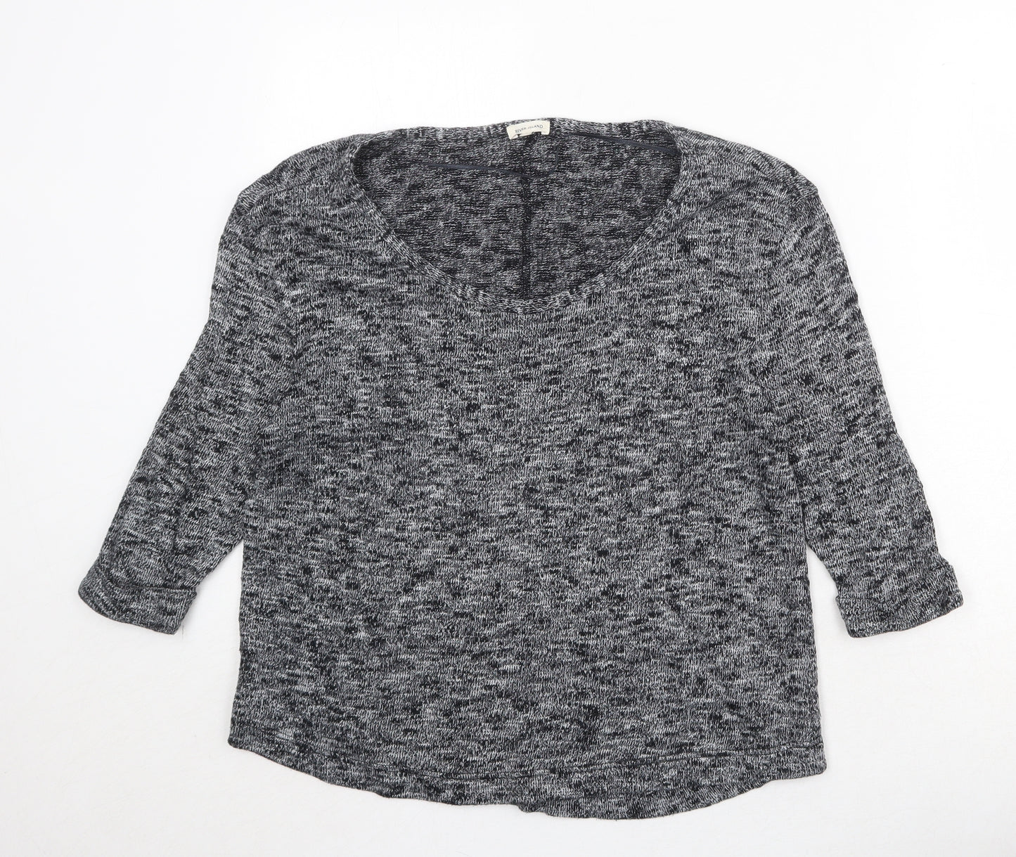 River Island Womens Black Scoop Neck Cotton Pullover Jumper Size 8