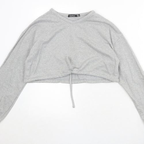 Boohoo Womens Grey Polyester Pullover Sweatshirt Size 12 Pullover