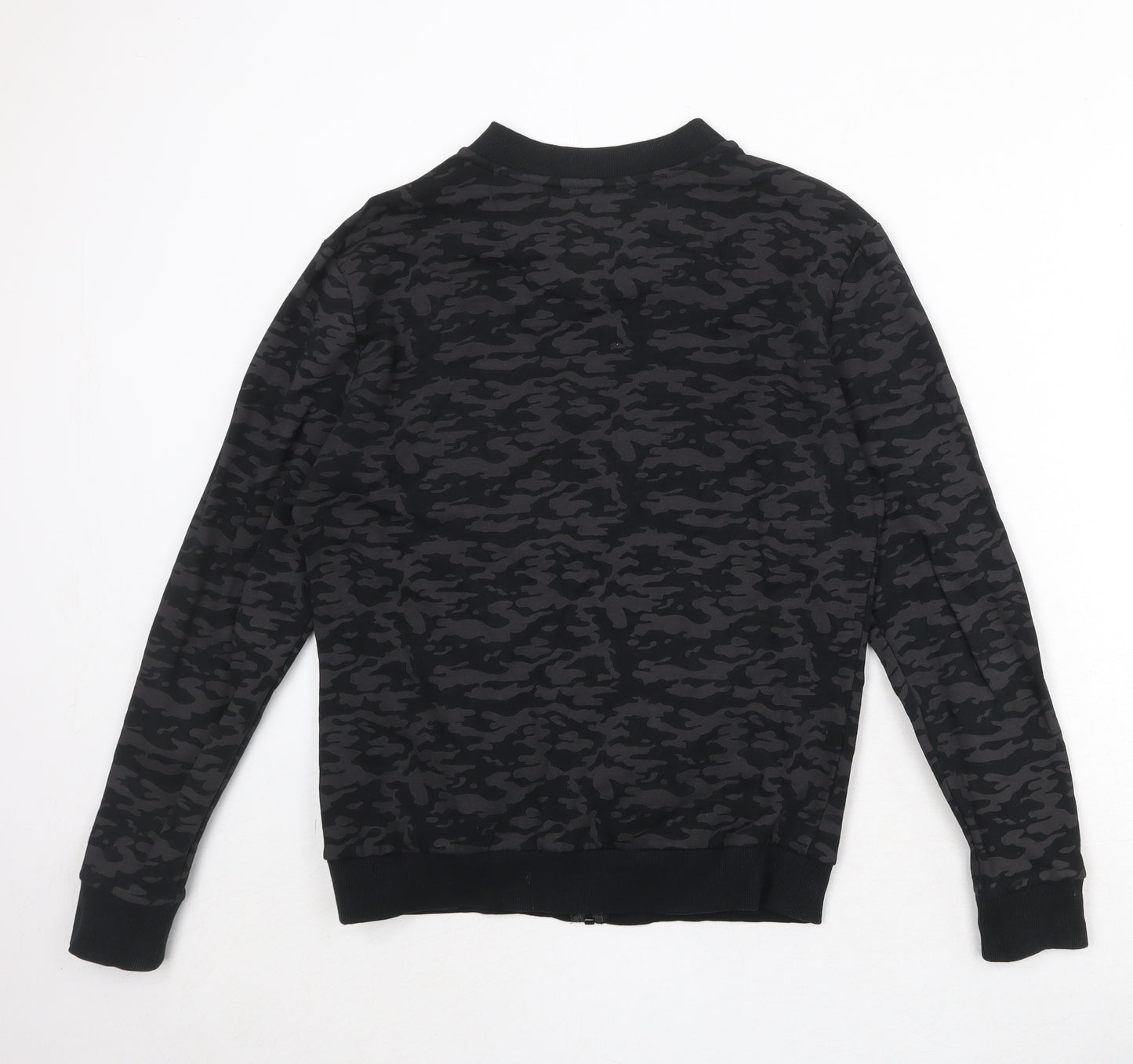 Brave Soul Mens Black Camouflage Cotton Full Zip Sweatshirt Size S