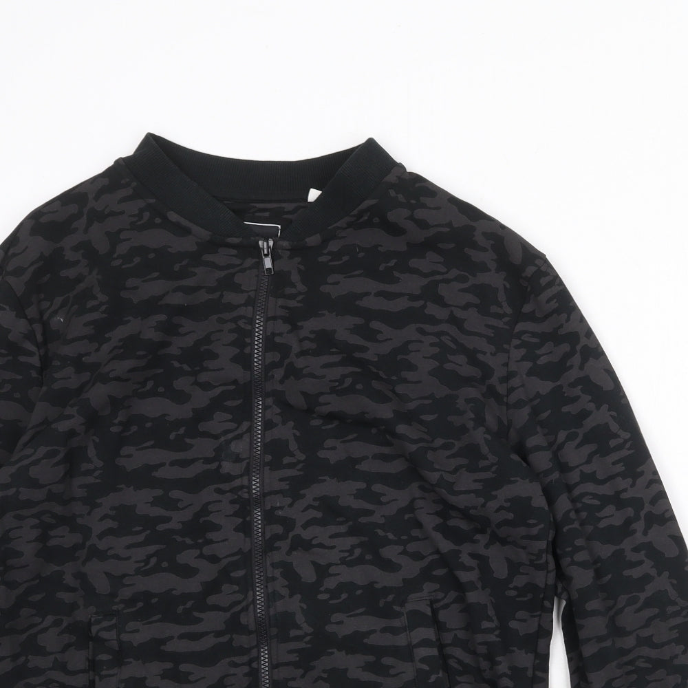 Brave Soul Mens Black Camouflage Cotton Full Zip Sweatshirt Size S