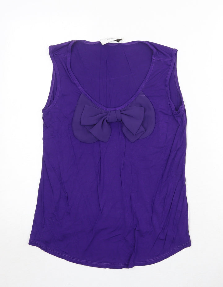 Monaco Womens Purple Viscose Basic Tank Size 12 Round Neck