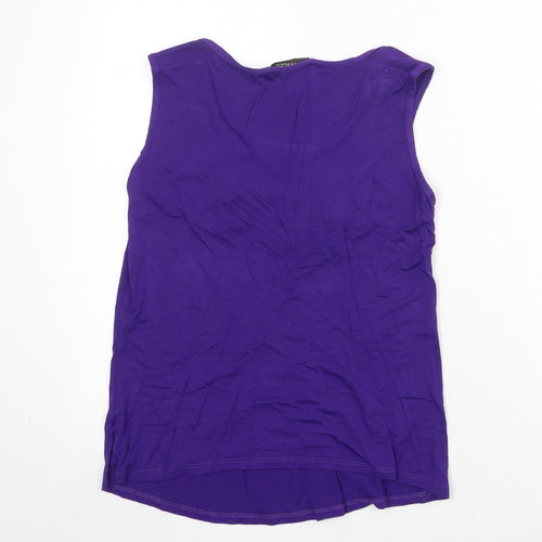 Monaco Womens Purple Viscose Basic Tank Size 12 Round Neck