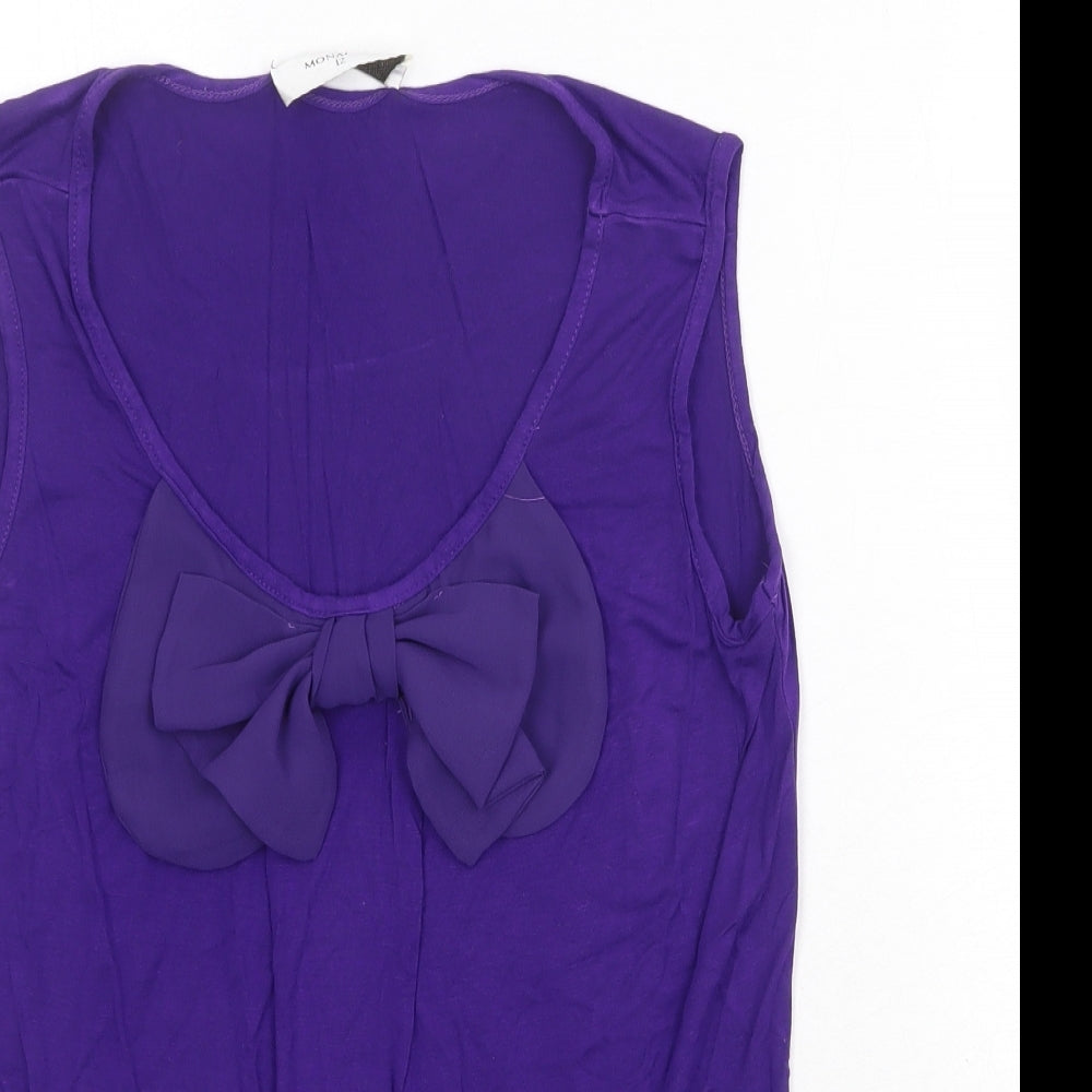 Monaco Womens Purple Viscose Basic Tank Size 12 Round Neck