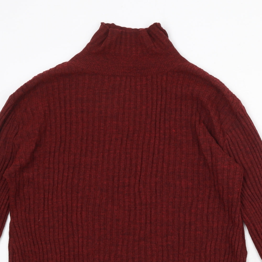 Byhenay Holland Womens Red High Neck Acrylic Pullover Jumper Size 12