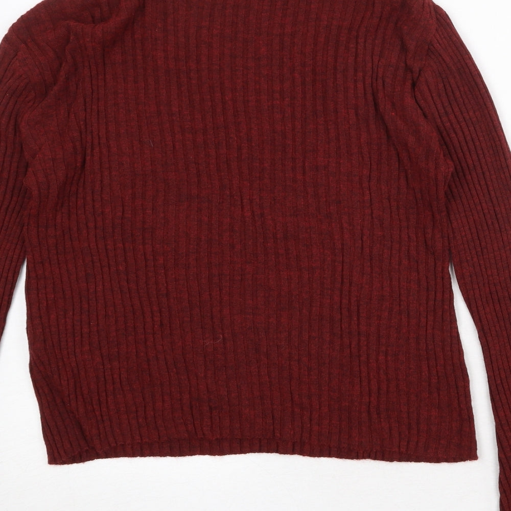 Byhenay Holland Womens Red High Neck Acrylic Pullover Jumper Size 12