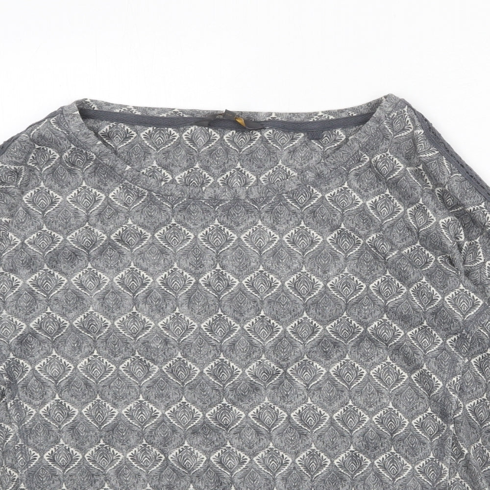 NEXT Womens Green Geometric Polyester Basic T-Shirt Size 6 Boat Neck