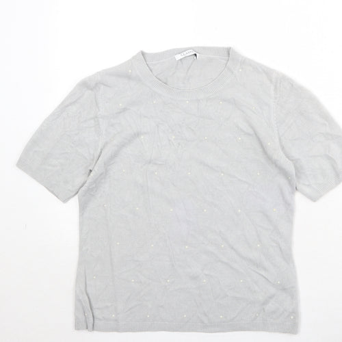 Marks and Spencer Womens Grey Acrylic Basic T-Shirt Size 10 Round Neck