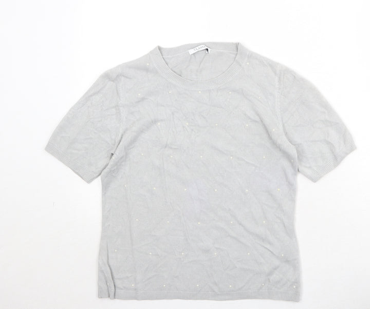 Marks and Spencer Womens Grey Acrylic Basic T-Shirt Size 10 Round Neck