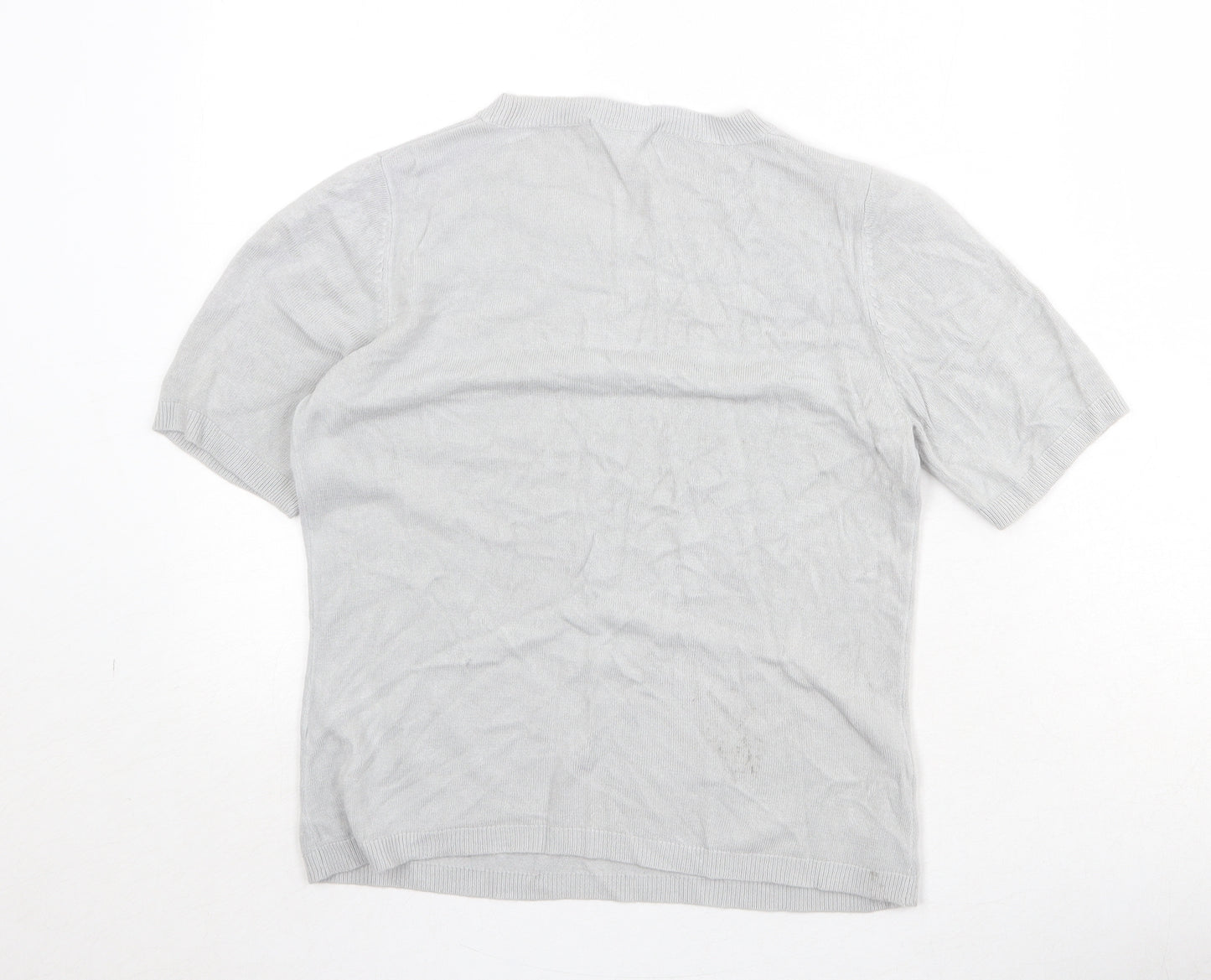 Marks and Spencer Womens Grey Acrylic Basic T-Shirt Size 10 Round Neck
