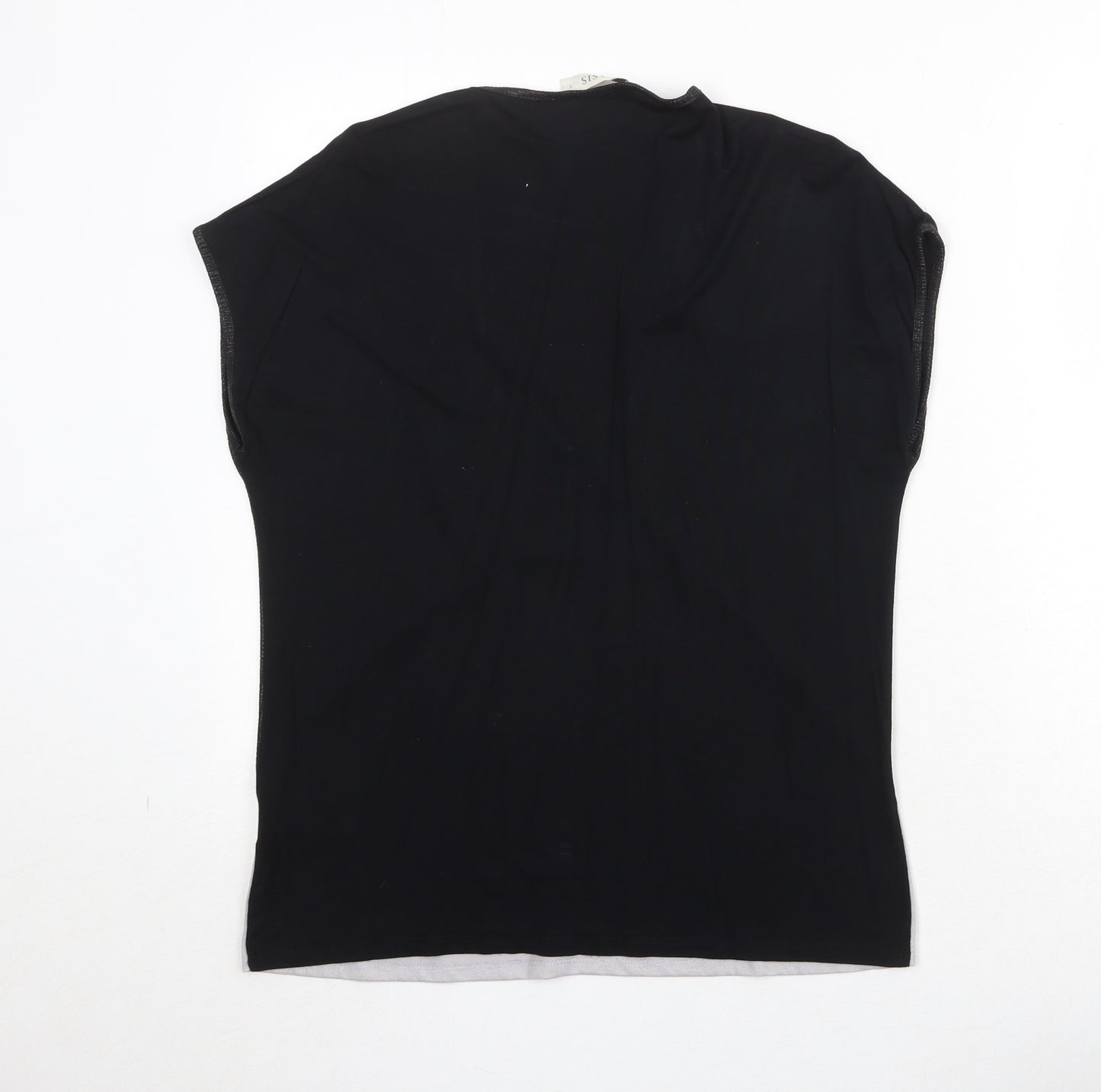 Oasis Womens Black Polyester Basic T-Shirt Size S V-Neck