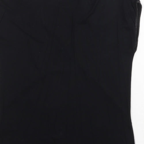 Oasis Womens Black Polyester Basic T-Shirt Size S V-Neck