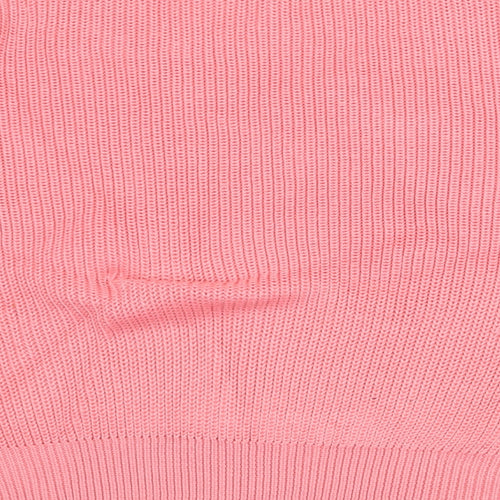 Divided by H&M Womens Pink V-Neck Acrylic Pullover Jumper Size L