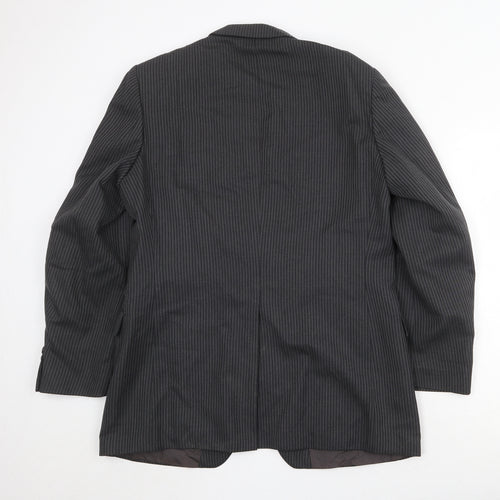 St Michael Mens Grey Striped Polyester Jacket Suit Jacket Size 42 Regular