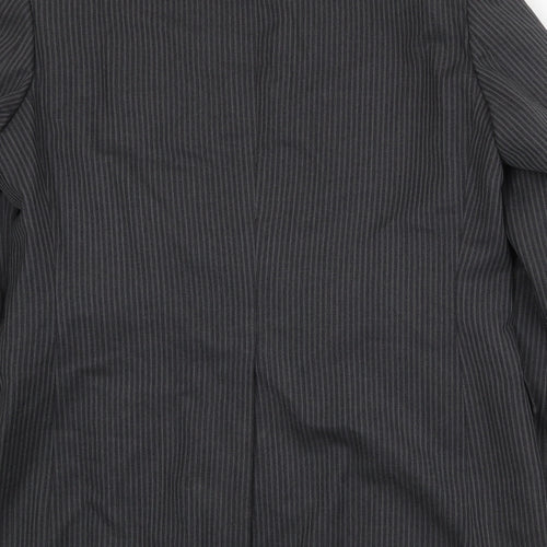St Michael Mens Grey Striped Polyester Jacket Suit Jacket Size 42 Regular