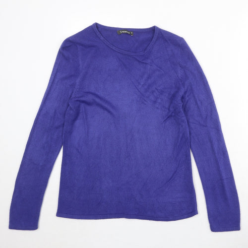 Bonmarché Womens Blue Round Neck Acrylic Pullover Jumper Size S