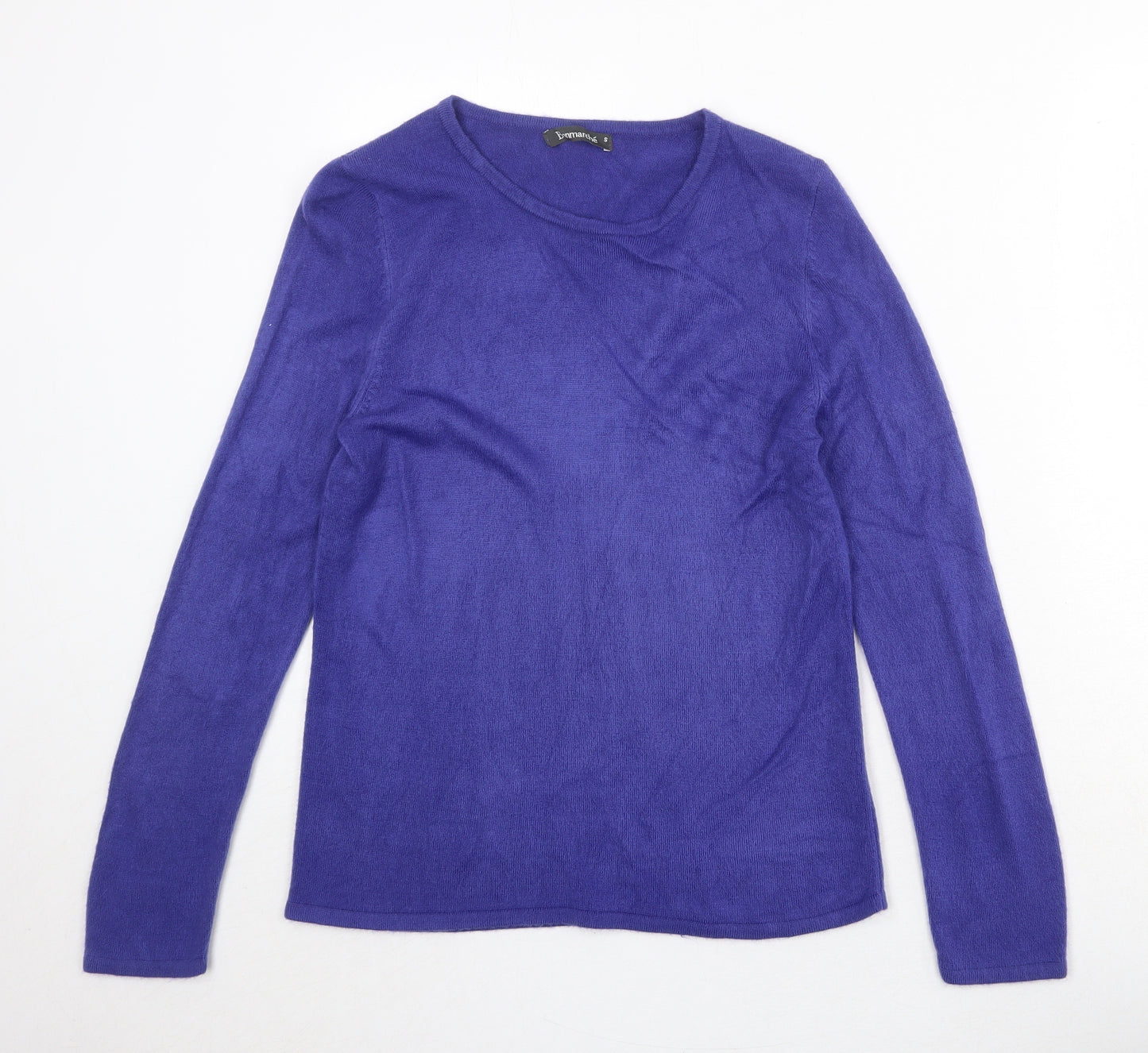 Bonmarché Womens Blue Round Neck Acrylic Pullover Jumper Size S