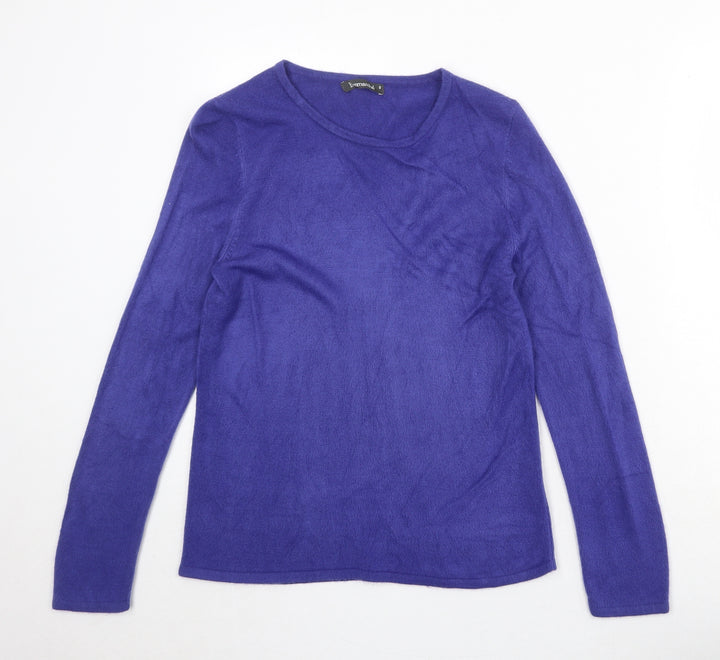 Bonmarché Womens Blue Round Neck Acrylic Pullover Jumper Size S