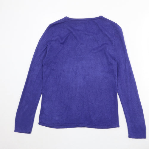 Bonmarché Womens Blue Round Neck Acrylic Pullover Jumper Size S