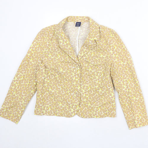 Gap Womens Brown Geometric Cotton Jacket Blazer Size 6