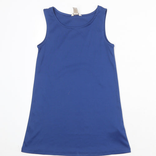 Monsoon Girls Blue Polyester Basic Tank Size 7 Years Round Neck Pullover