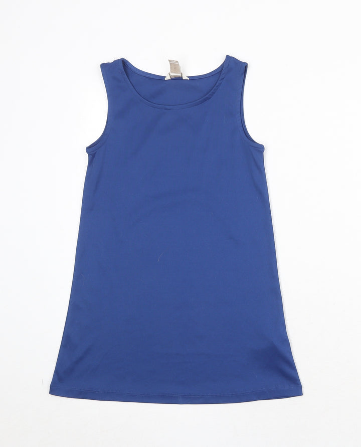 Monsoon Girls Blue Polyester Basic Tank Size 7 Years Round Neck Pullover