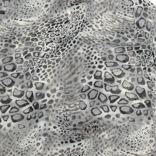 JUST ELEGANCE Womens Grey Animal Print Polyester Basic Button-Up Size 14 Round Neck - Leopard Pattern