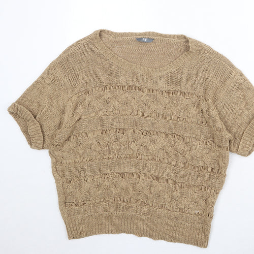 BHS Womens Brown Round Neck Acrylic Pullover Jumper Size 14