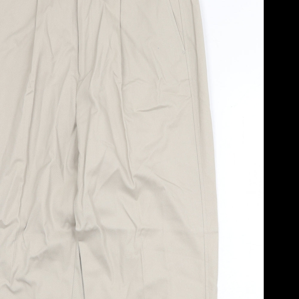 Farah Mens Beige Cotton Trousers Size 36 in Regular Zip