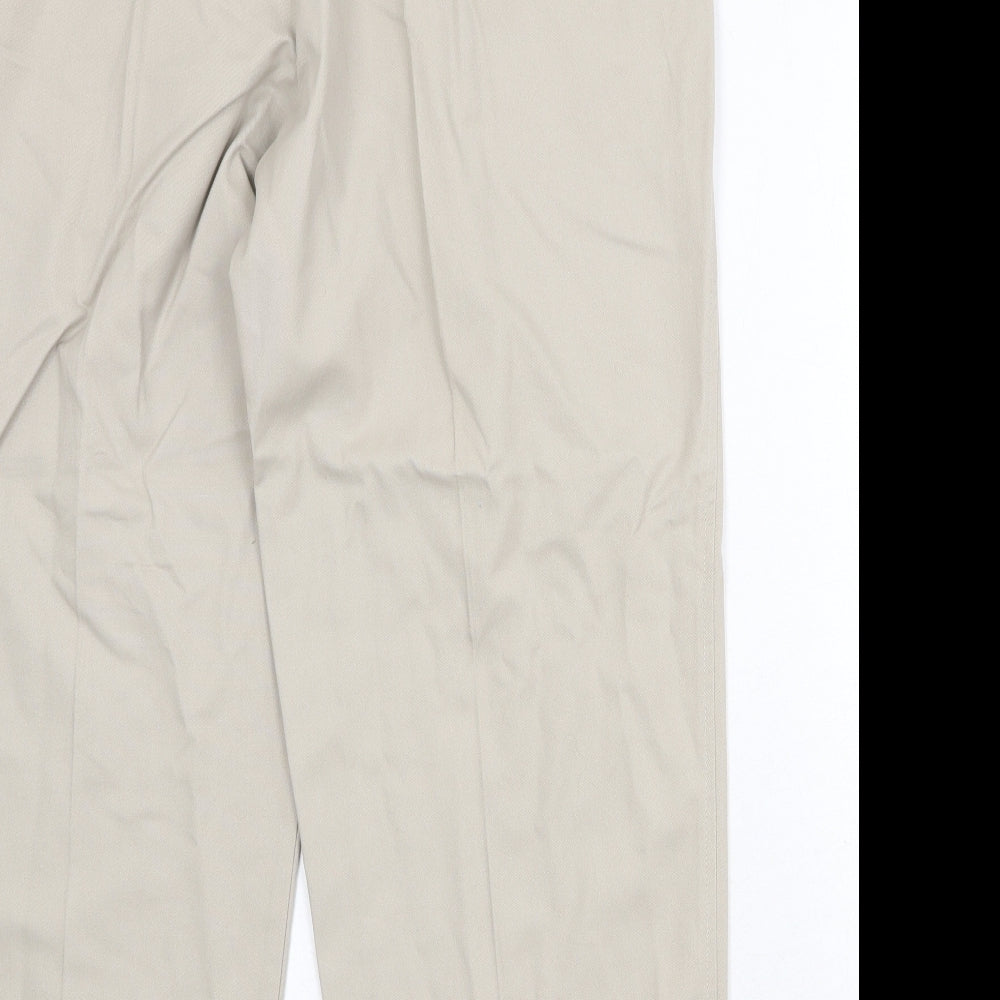 Farah Mens Beige Cotton Trousers Size 36 in Regular Zip