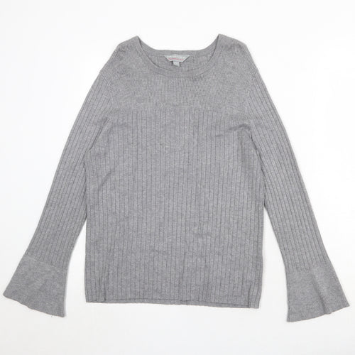 Dorothy Perkins Womens Grey Round Neck Viscose Pullover Jumper Size 12