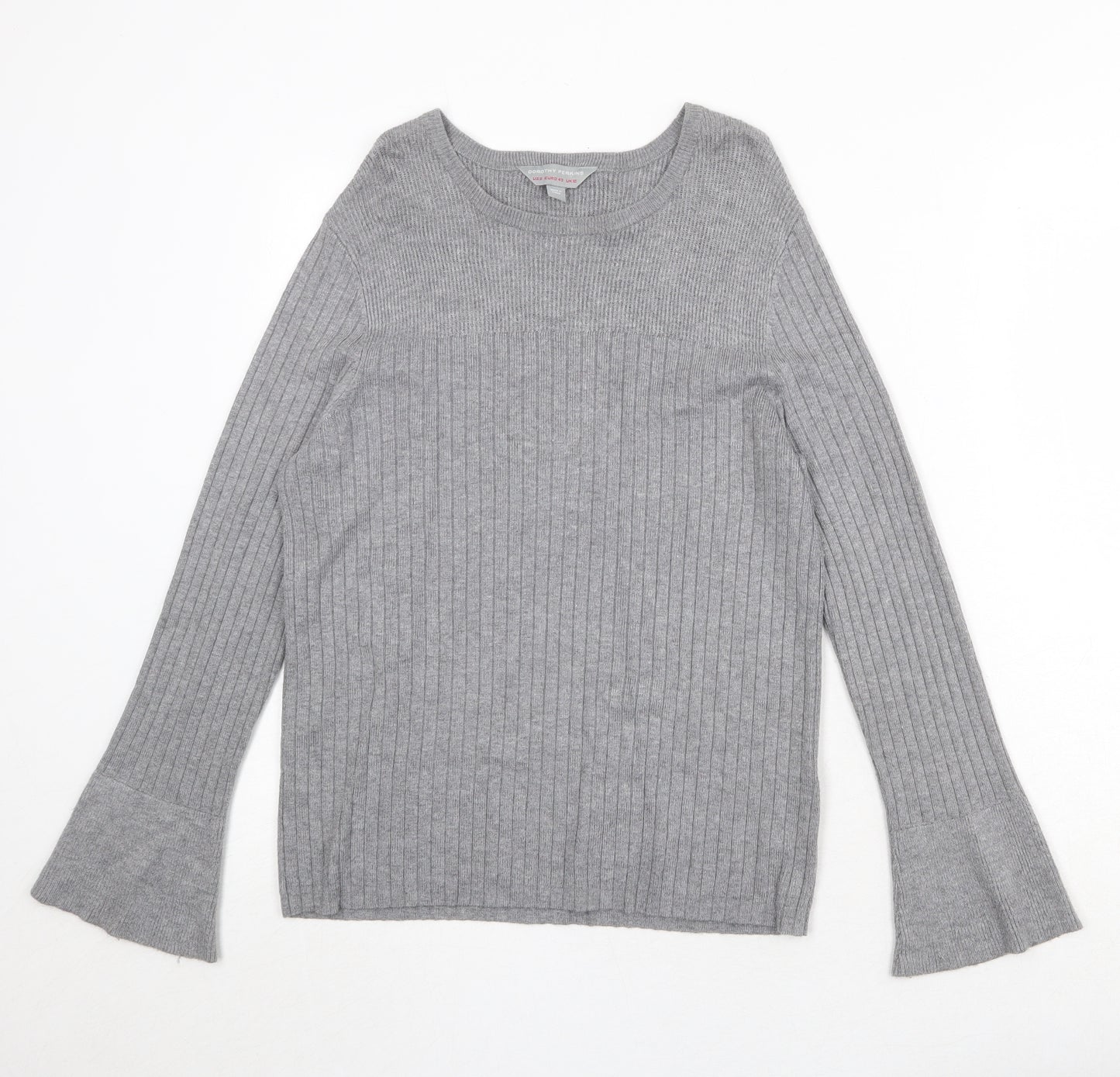 Dorothy Perkins Womens Grey Round Neck Viscose Pullover Jumper Size 12