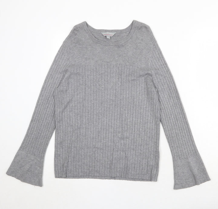 Dorothy Perkins Womens Grey Round Neck Viscose Pullover Jumper Size 12