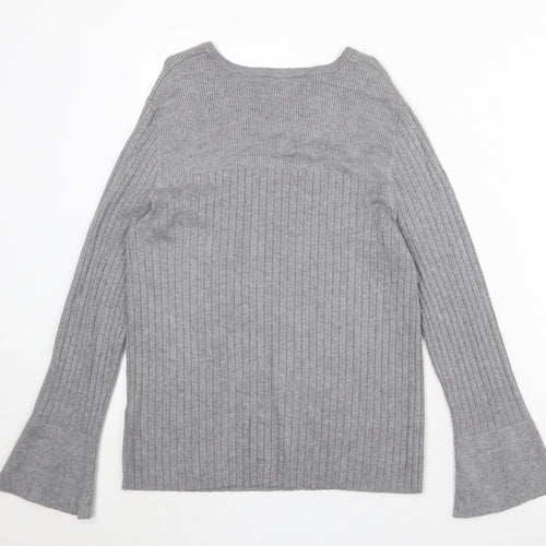 Dorothy Perkins Womens Grey Round Neck Viscose Pullover Jumper Size 12