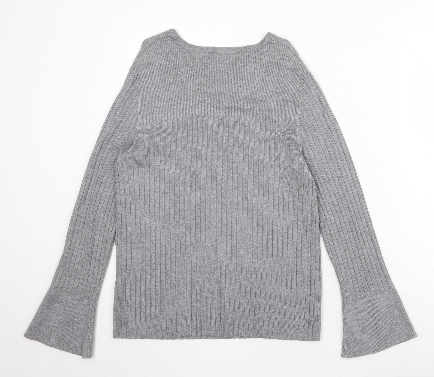 Dorothy Perkins Womens Grey Round Neck Viscose Pullover Jumper Size 12