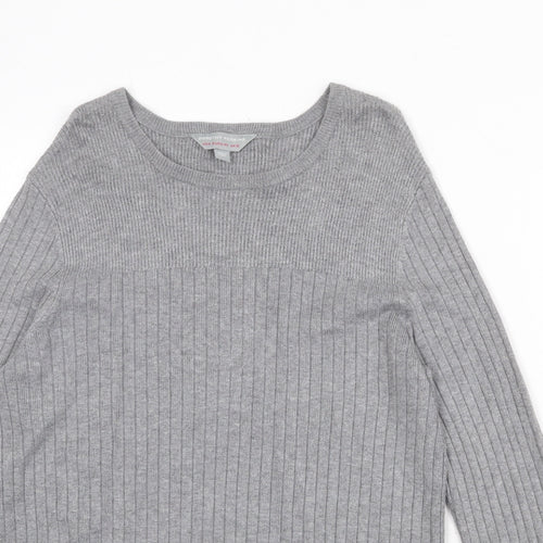 Dorothy Perkins Womens Grey Round Neck Viscose Pullover Jumper Size 12