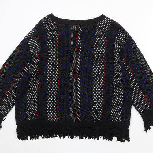 Marks and Spencer Womens Multicoloured Round Neck Striped Acrylic Pullover Jumper Size L