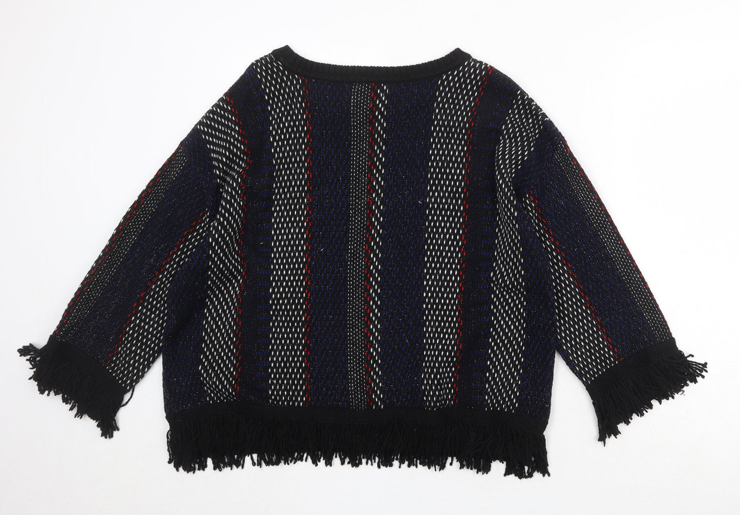 Marks and Spencer Womens Multicoloured Round Neck Striped Acrylic Pullover Jumper Size L