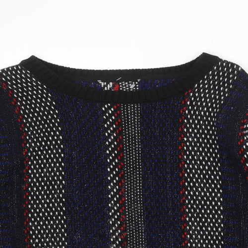 Marks and Spencer Womens Multicoloured Round Neck Striped Acrylic Pullover Jumper Size L