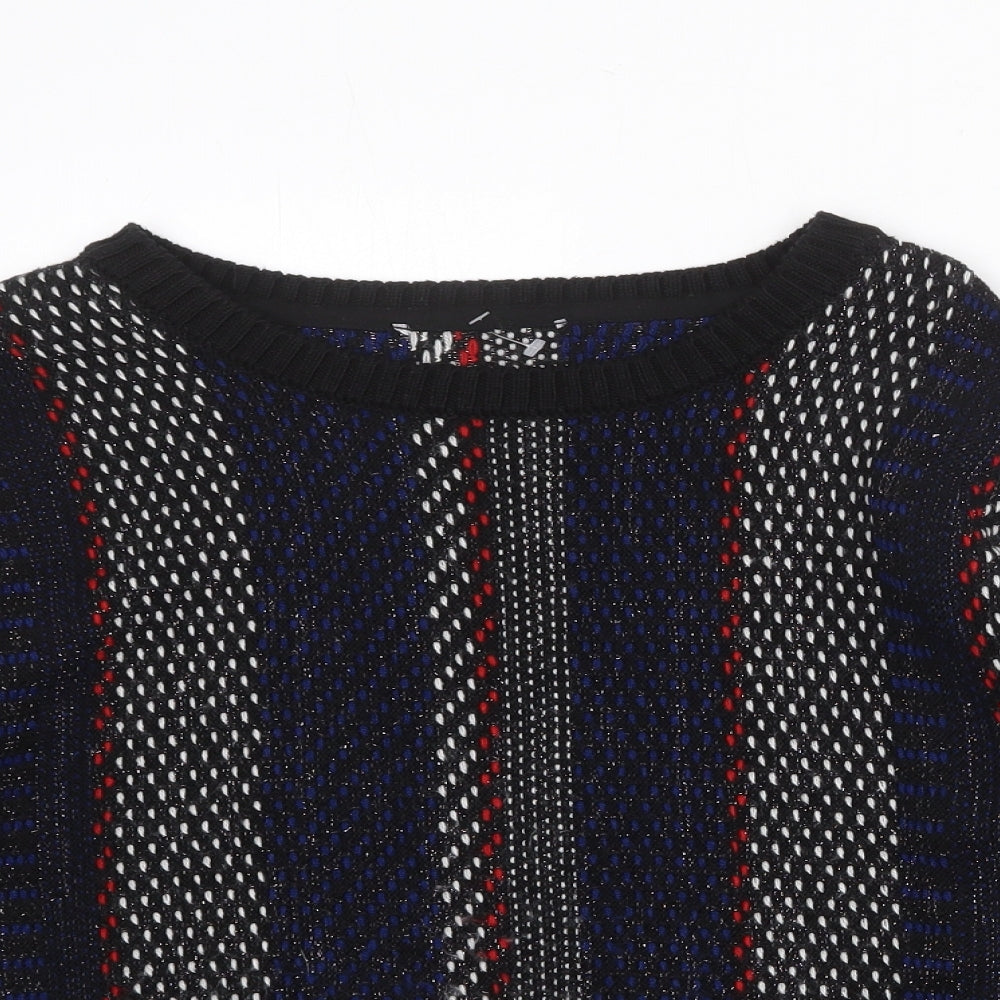 Marks and Spencer Womens Multicoloured Round Neck Striped Acrylic Pullover Jumper Size L