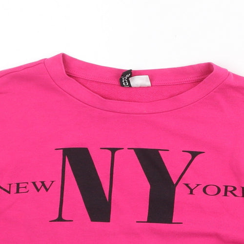 Divided Womens Pink Cotton Pullover Sweatshirt Size S Pullover