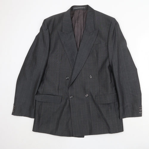 The Label Mens Grey Striped Polyester Jacket Suit Jacket Size 40 Regular
