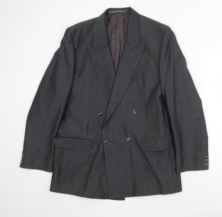 The Label Mens Grey Striped Polyester Jacket Suit Jacket Size 40 Regular
