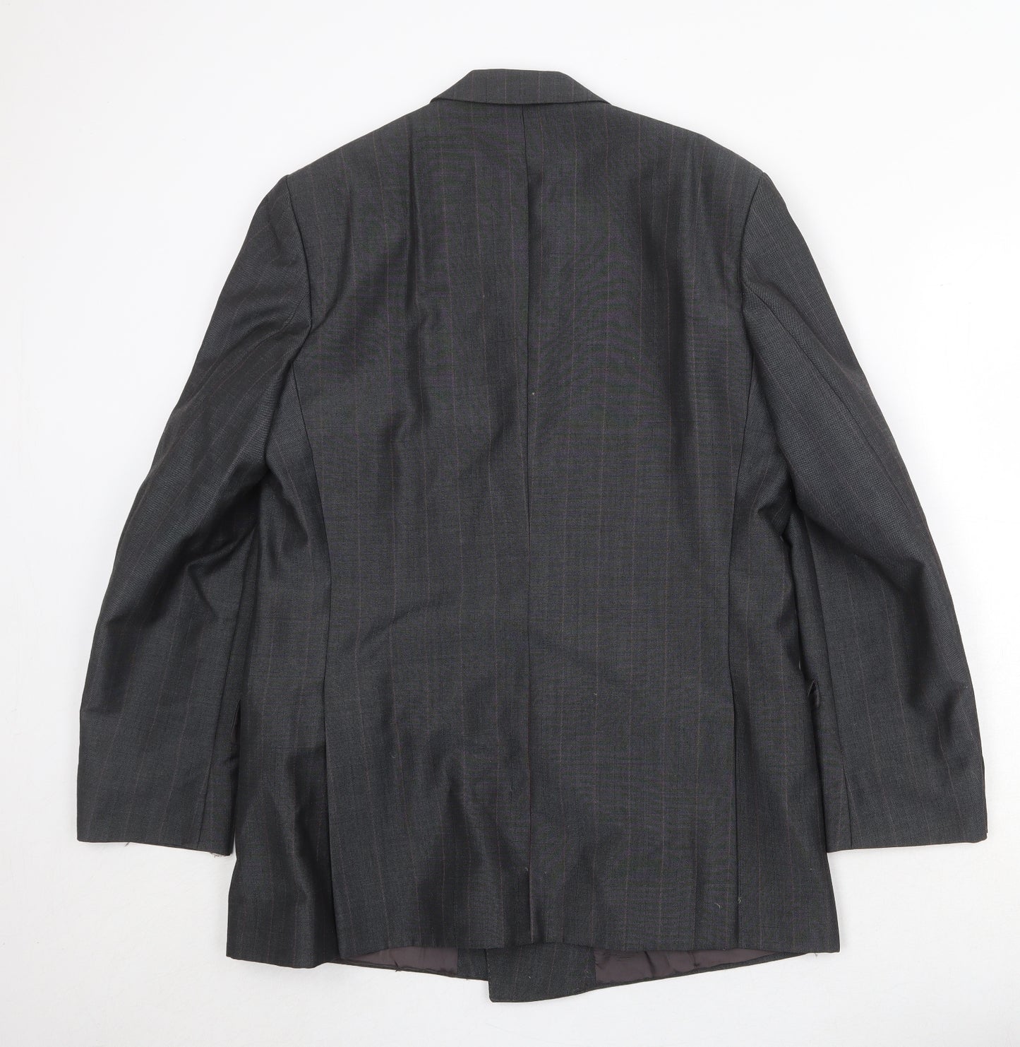 The Label Mens Grey Striped Polyester Jacket Suit Jacket Size 40 Regular