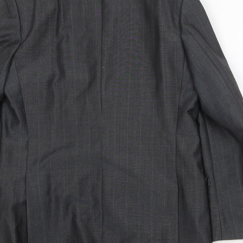 The Label Mens Grey Striped Polyester Jacket Suit Jacket Size 40 Regular